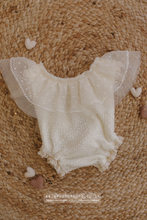 Newborn baby girl romper, vintage, cream boho, frilly, lace, made to order
