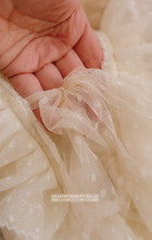 Newborn baby girl romper, vintage, cream boho, frilly, lace, made to order