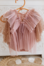 6-12 months size girl dusty pink romper, brown, star, boho, RTS