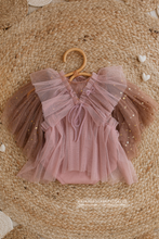 6-12 months size girl dusty pink romper, brown, star, boho, RTS