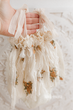 Load image into Gallery viewer, Baby 6-12 months size beige cream romper, vintage style, boho, flowers