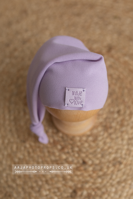 Baby newborn girl sleepy hat, knot, lilac, RTS