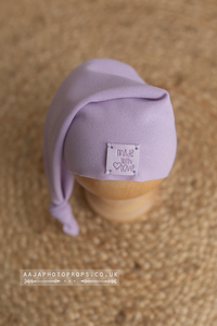 Baby newborn girl sleepy hat, knot, lilac, RTS