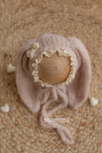 Pale blush rose pink baby newborn bunny bonnet and wrap, RTS