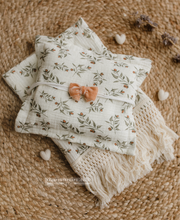 Boho layer, pillow, bow tieback set, cream, pastel rust, floral, tassels, sage, RTS