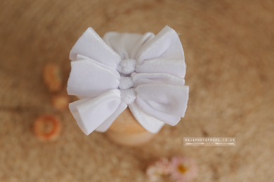 Baby newborn turban hat, white velvet, RTS