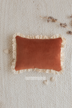 Newborn Posing pillow, stretch wrap, bow, orange rust, ruffle, velvet, lace, boho, RTS