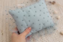 Newborn Posing pillow, blue, hearts, RTS