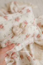 Boho layer, pillow, tieback set, cream, flowers, pink, tassels, velvet bow, made to order