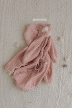 Hooded newborn bunny romper, pink, lace, ears, Easter, RTS