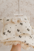 Boho layer, pillow, tieback set, creamy off white, black bows, tassels, RTS