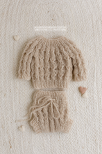 Load image into Gallery viewer, Baby newborn sweater and bloomers, beige, chunky, made to order