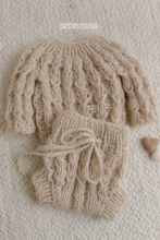 Load image into Gallery viewer, Baby newborn sweater and bloomers, beige, chunky, made to order
