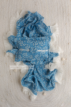 Boho layer, pillow, tieback set, blue, daisy, flowers, tassels, RTS