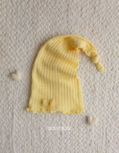 Baby newborn girl sleepy hat, knot, lemon yellow, RTS