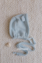 Baby newborn bear bonnet, blue, ears, RTS