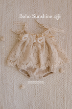 Baby girl beige romper, vintage style, boho, made to order