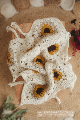 Vintage Style, Boho layer blanket, crochet, cream, beige, mustard yellow, RTS