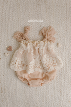 Baby Sitter or newborn size blushy beige romper, vintage style, boho