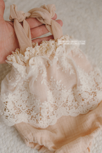 Baby Sitter or newborn size blushy beige romper, vintage style, boho