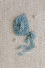 Baby girl newborn vintage style blue bonnet, boho, vintage, RTS