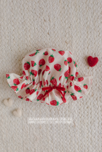 Baby 6-18 months size mop hat, strawberry, ivory, shower cap, RTS