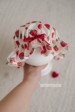 Baby 6-18 months size mop hat, strawberry, ivory, shower cap, RTS