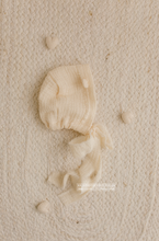 Baby newborn bear bonnet, cream, ears, RTS