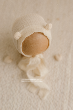 Baby newborn bear bonnet, cream, ears, RTS