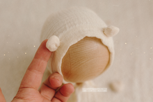 Baby newborn bear bonnet, cream, ears, RTS