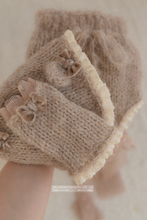 Baby newborn bear bonnet, leg warmers, bloomers set, dark beige, lace, made to order