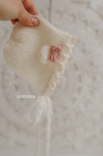 Baby newborn knitted romper, beanie, bear bonnet bundle, creamy off white, made to order