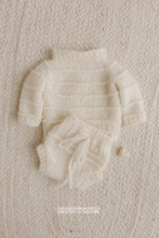 Knitted Baby newborn sweater and bloomers, Creamy off white, made to order