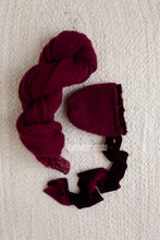 Baby newborn bonnet with velvet, wrap set, maroon, burgundy, made to order