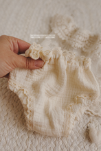 Baby newborn girl top and nappy cover, vintage style, boho, cream RTS