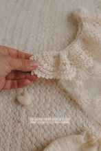 Baby newborn girl top and nappy cover, vintage style, boho, cream RTS