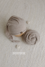 Baby newborn oatmeal jersey wrap and hat, RTS