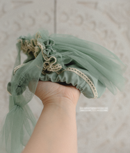 Dusty mint/sage green 9-12 months size baby girl top and nappy cover, RTS