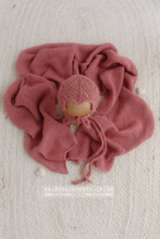 Dusty pink knitted Newborn wrap and bonnet set, Baby girl, Vibrant, Made to order