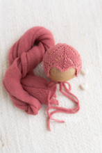 Dusty pink knitted Newborn wrap and bonnet set, Baby girl, Vibrant, Made to order