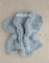 Knitted chunky layer, fluffy soft, dusty blue Photo prop, Made to order