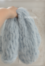 Knitted chunky layer, fluffy soft, dusty blue Photo prop, Made to order