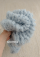 Knitted chunky layer, fluffy soft, dusty blue Photo prop, Made to order