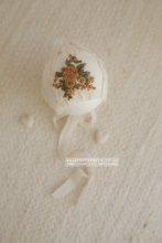 Baby girl newborn bonnet, beige, cream, yellow flowers, boho, RTS