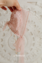 Baby girl newborn bonnet, dusty pink, dots, tulle, boho, RTS