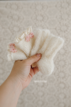 Baby newborn knitted romper, beanie, bear bonnet bundle, creamy off white, made to order