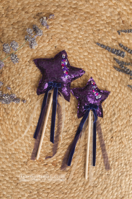 Purple sequin star wand, boho, fairy star, Halloween, RTS