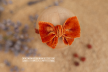 Baby girl velvet bow tieback, orange, soft, single, RTS