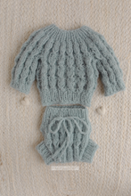 Baby newborn sweater and bloomers, dusty blue, chunky, RTS