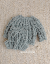 Baby newborn sweater and bloomers, dusty blue, chunky, RTS